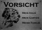 Preview: Edelstahl Warnschild Dänische Dogge VORSICHT Mein Haus mein Garten meine Familie